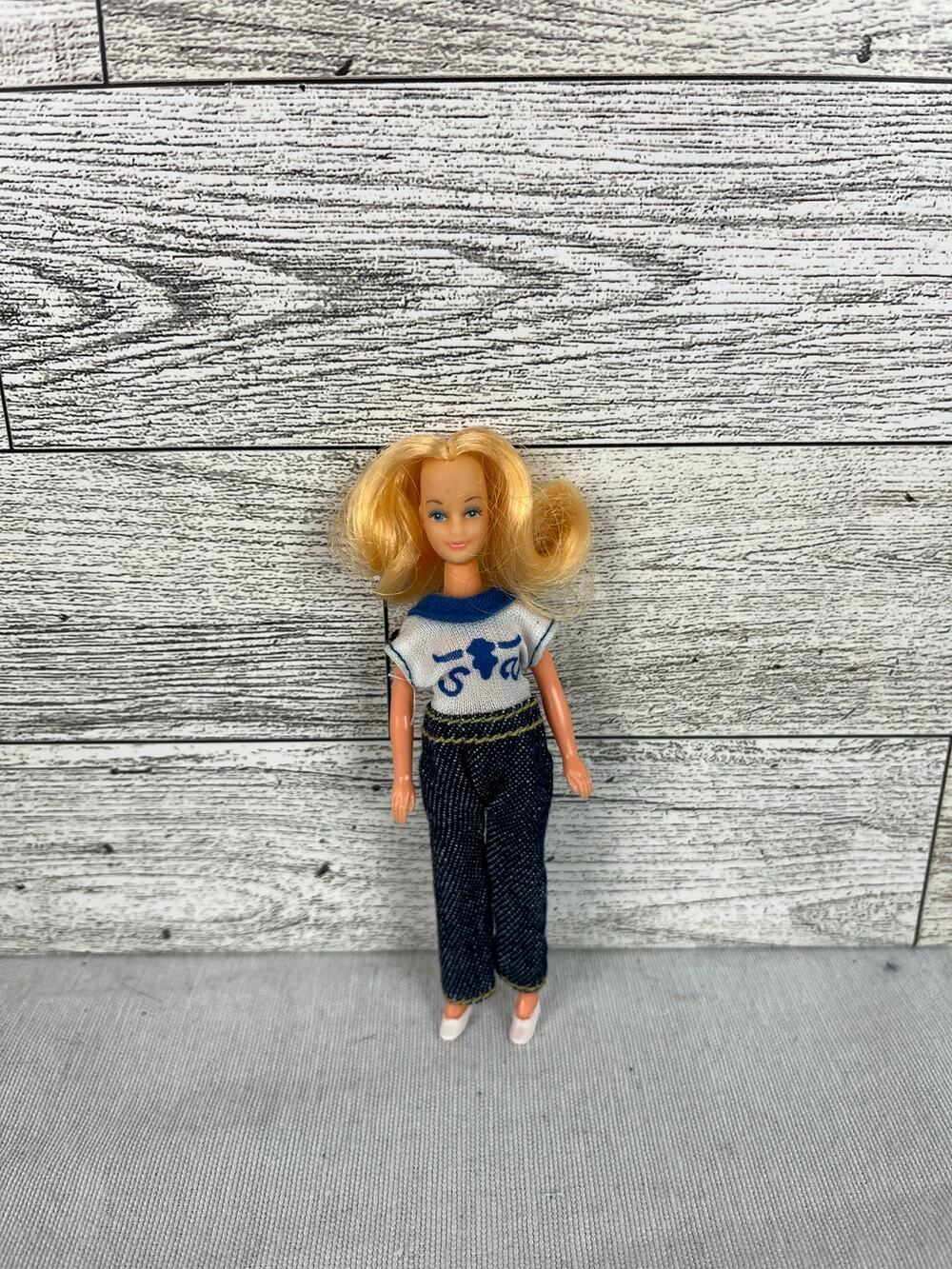 Sergio Valente Toy Time Miniature 4.5” Blonde Girl Doll Shirt and Jeans 1981